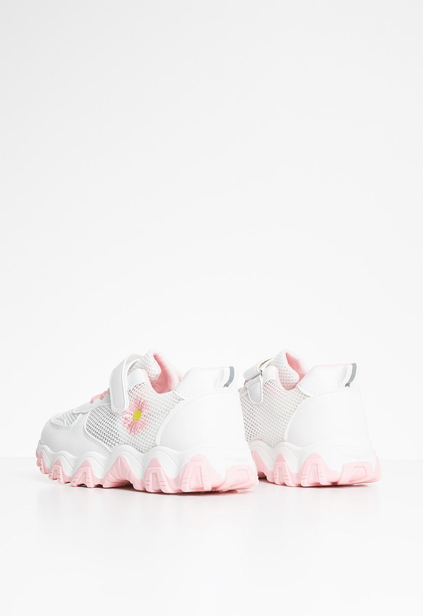 Pop Candy - Girls velcro strap sneaker - white & pink