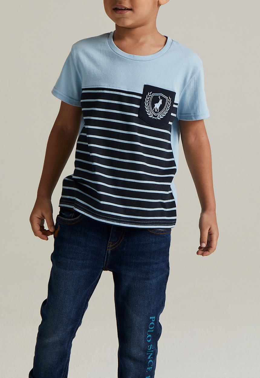 POLO - Oliver striped short sleeve tee - blue 
