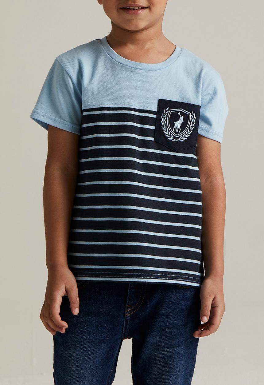 POLO - Oliver striped short sleeve tee - blue 