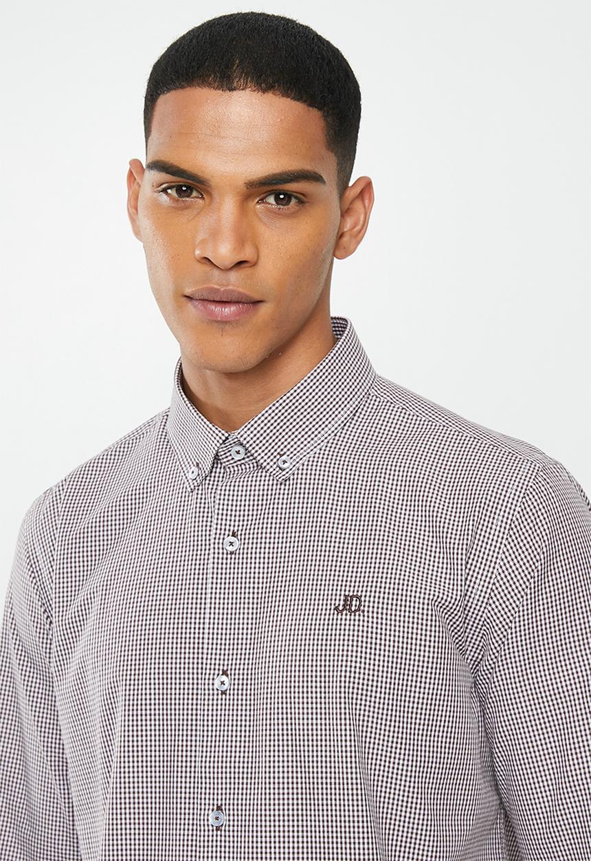 Jonathan D - Casual long sleeve check shirt - brown