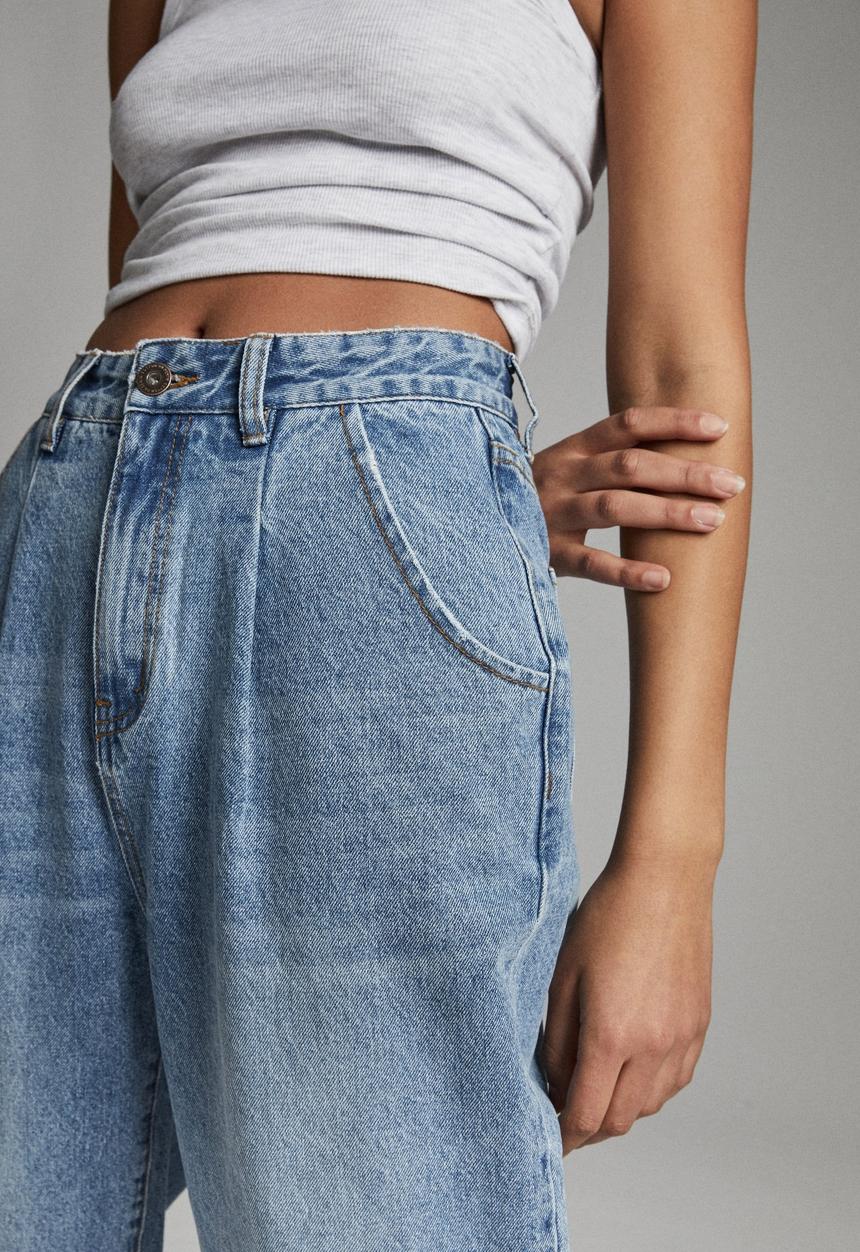 Cotton On - Slouch mom jean - jetty blue pleat