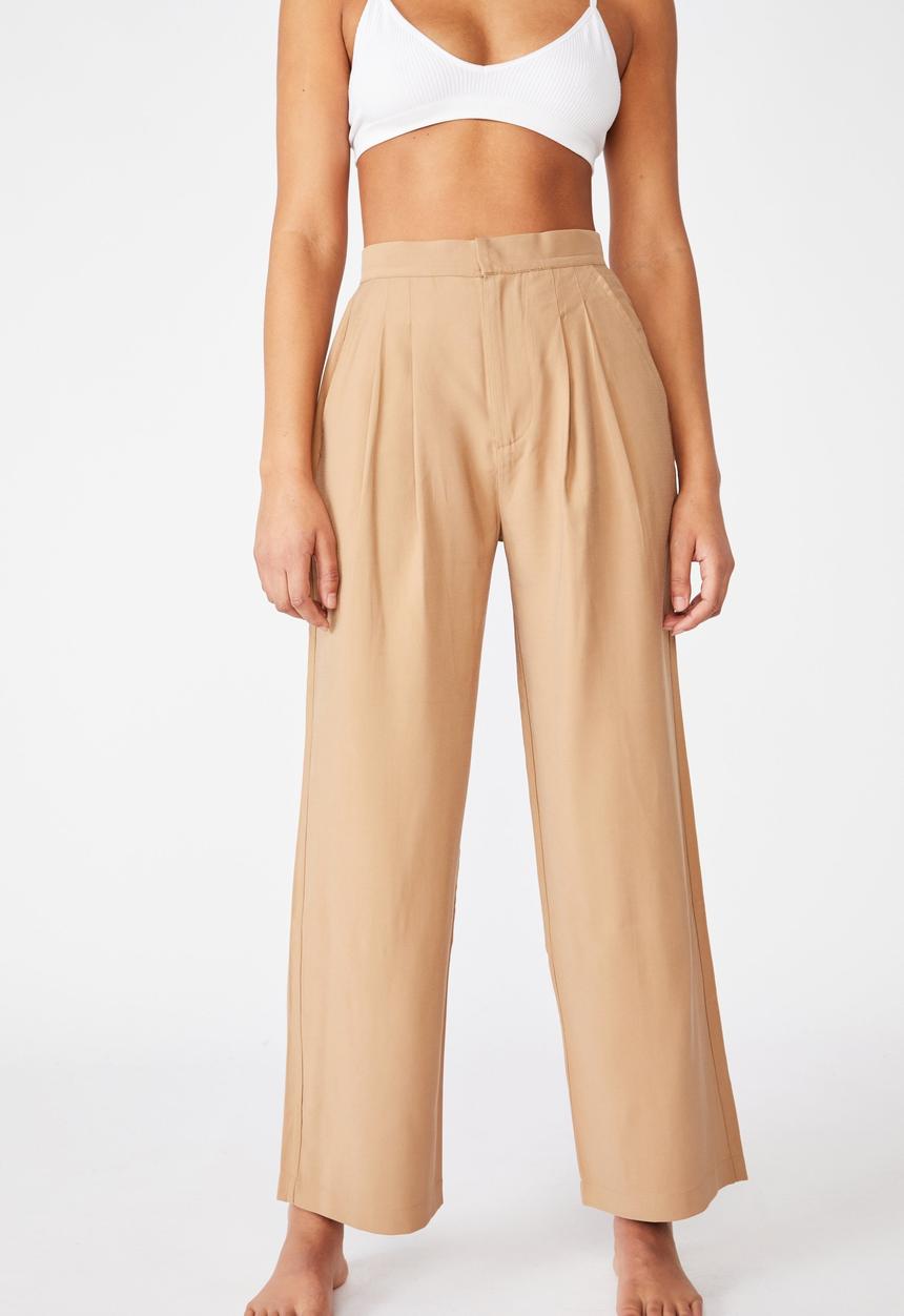Cotton On - Drapey wide leg pant - tan