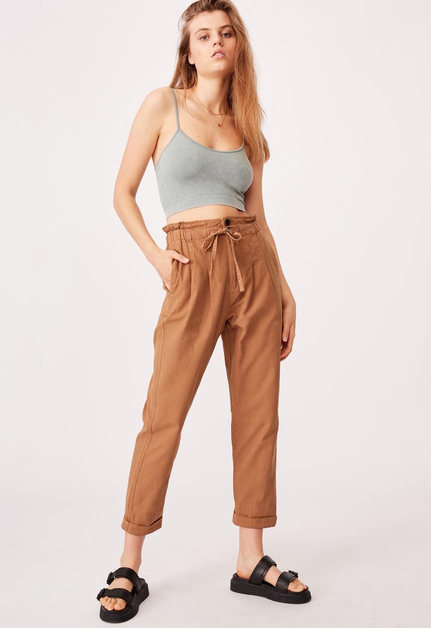 Cotton On - Paperbag pant - mocha bisque