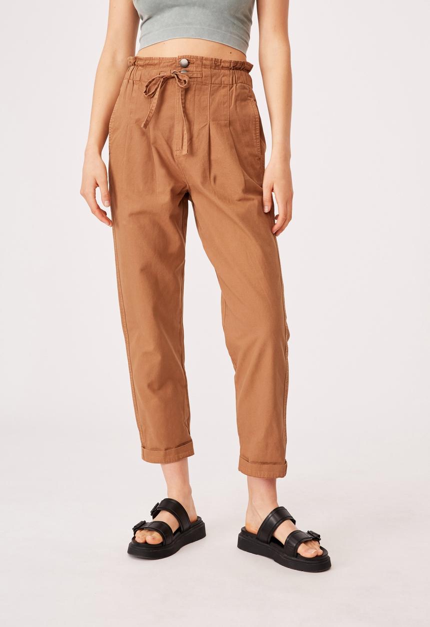 Cotton On - Paperbag pant - mocha bisque