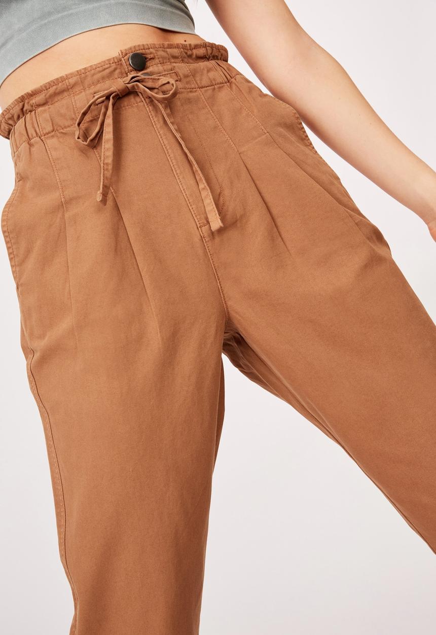 Cotton On - Paperbag pant - mocha bisque