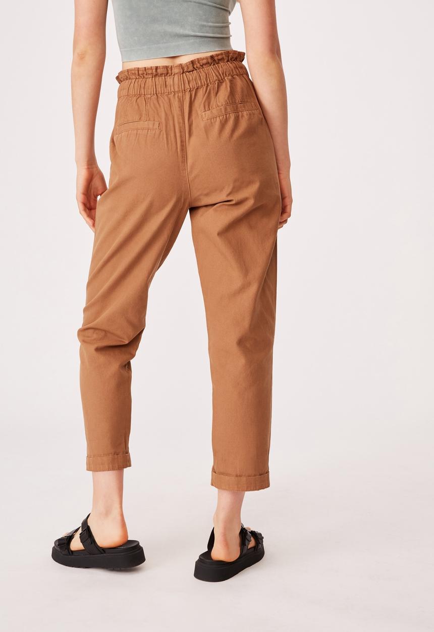 Cotton On - Paperbag pant - mocha bisque