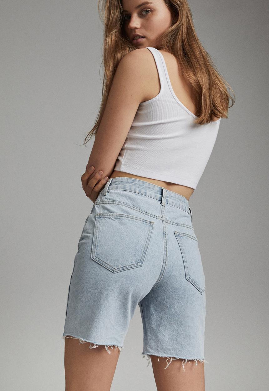 Cotton On - Straight denim bermuda short - apollo blue