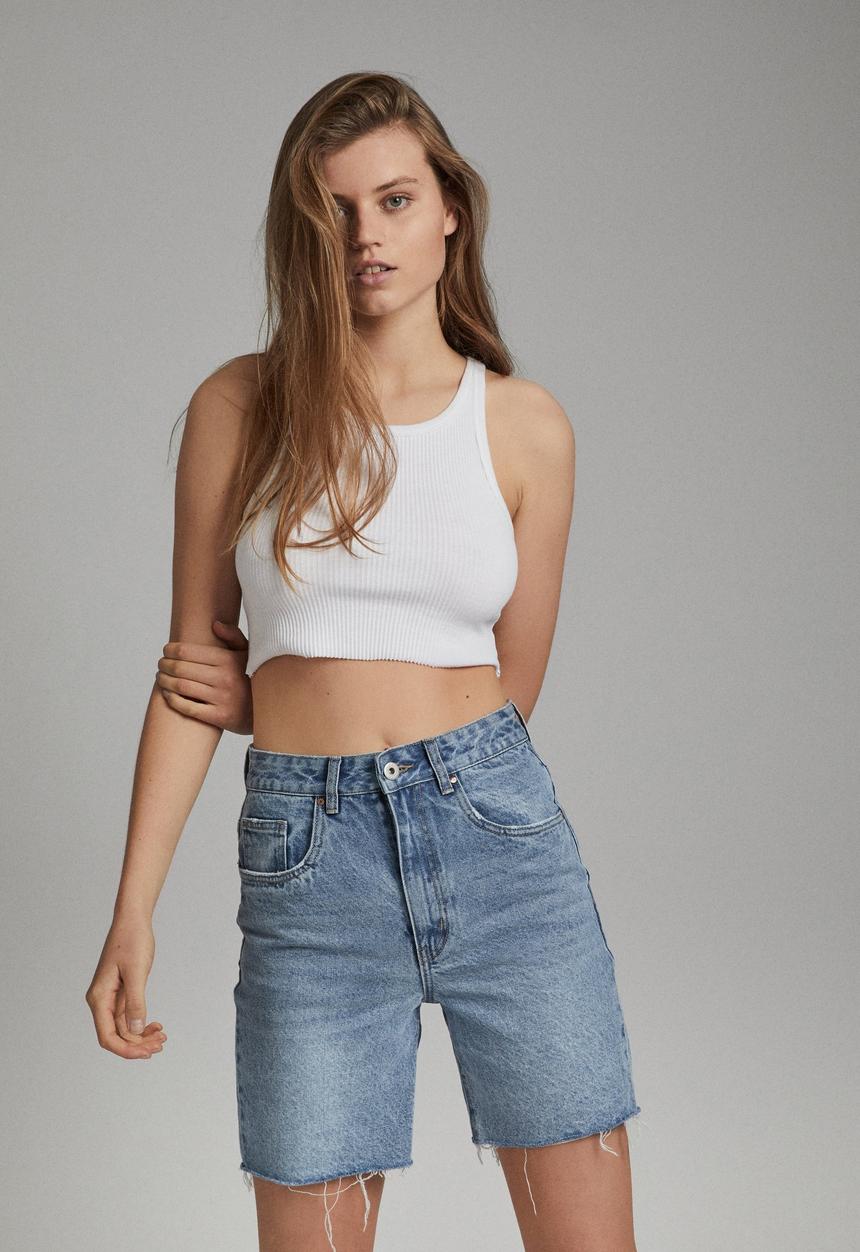 Cotton On - Straight denim bermuda short - aireys blue