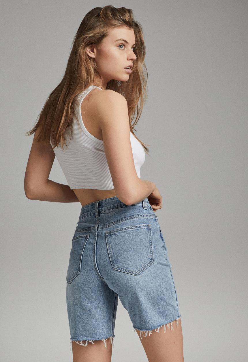 Cotton On - Straight denim bermuda short - aireys blue