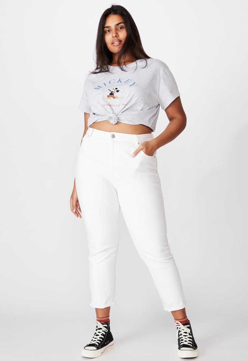 Cotton On - Curve graphic license tee - mickey an american legend/silver marle