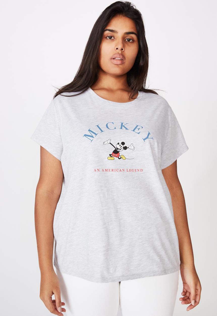 Cotton On - Curve graphic license tee - mickey an american legend/silver marle