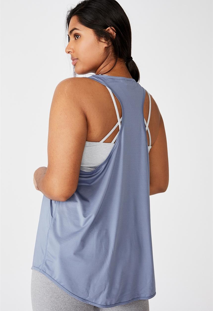 Cotton On - Curve training tank top - blue jay