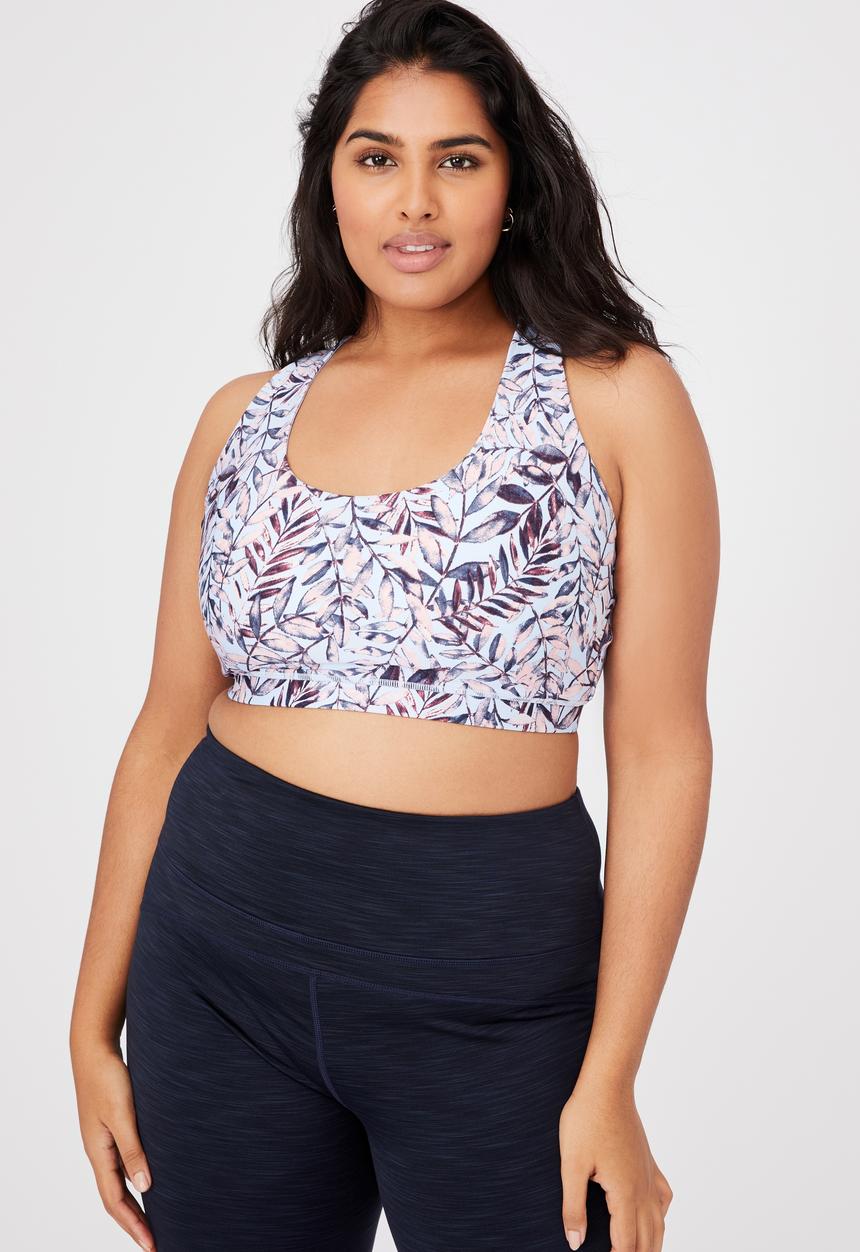 Cotton On - Curve strappy sports crop - layered frond