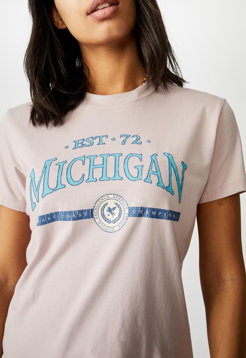 Cotton On - Classic slogan T-shirt - michigan/lilac