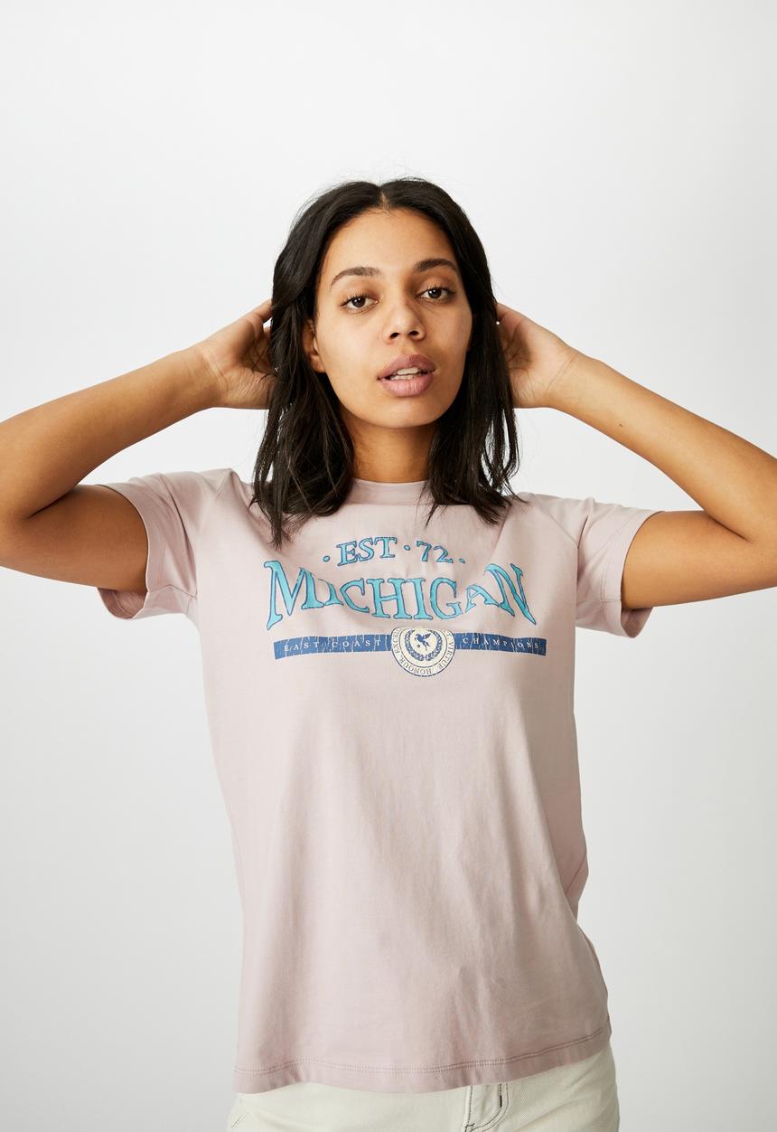 Cotton On - Classic slogan T-shirt - michigan/lilac