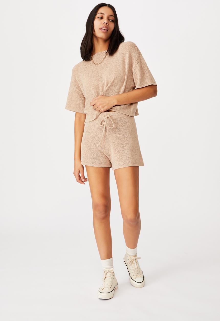 Cotton On - Match me knit short - latte