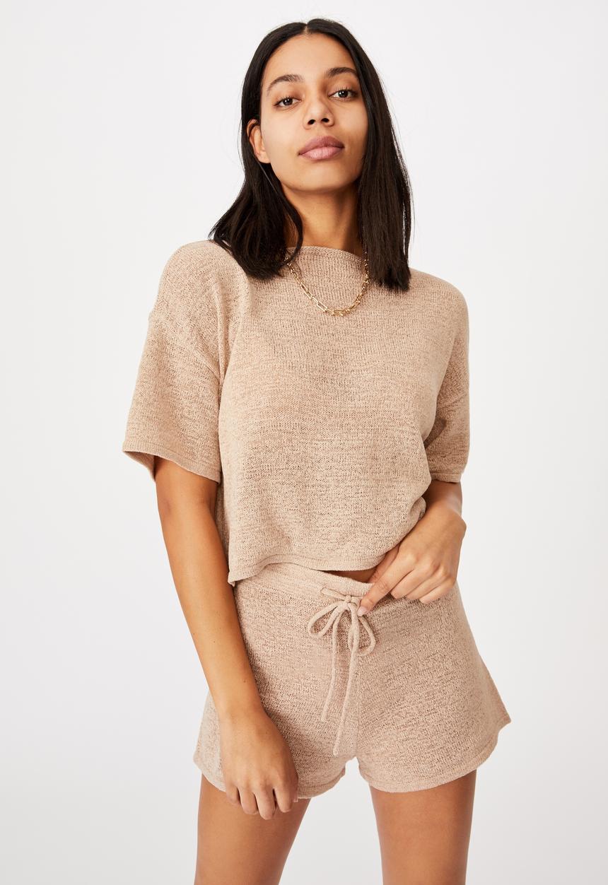 Cotton On - Match me knit short - latte