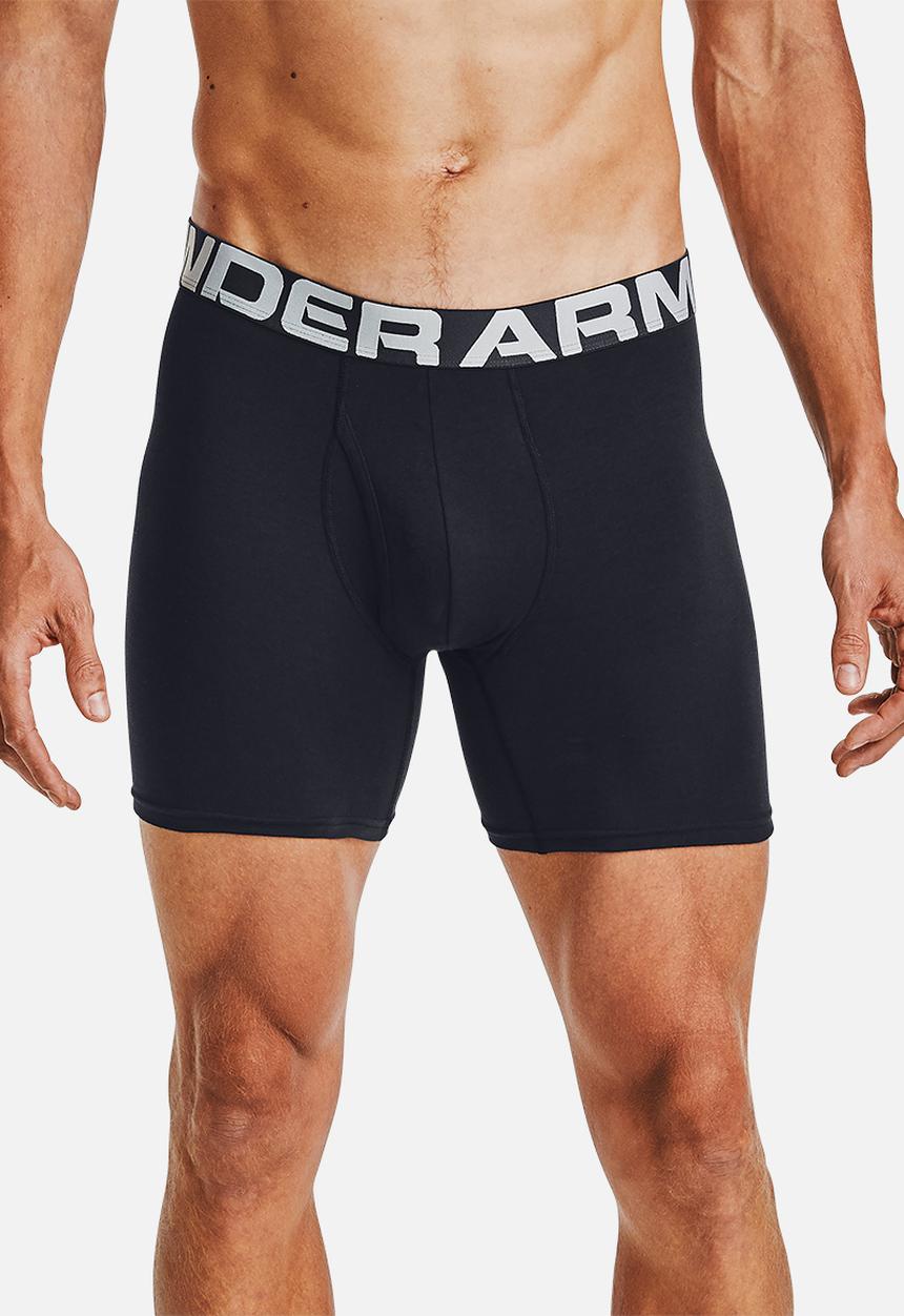 Under Armour - 3 Pack ua charged cotton 6 inch boxerjock - black