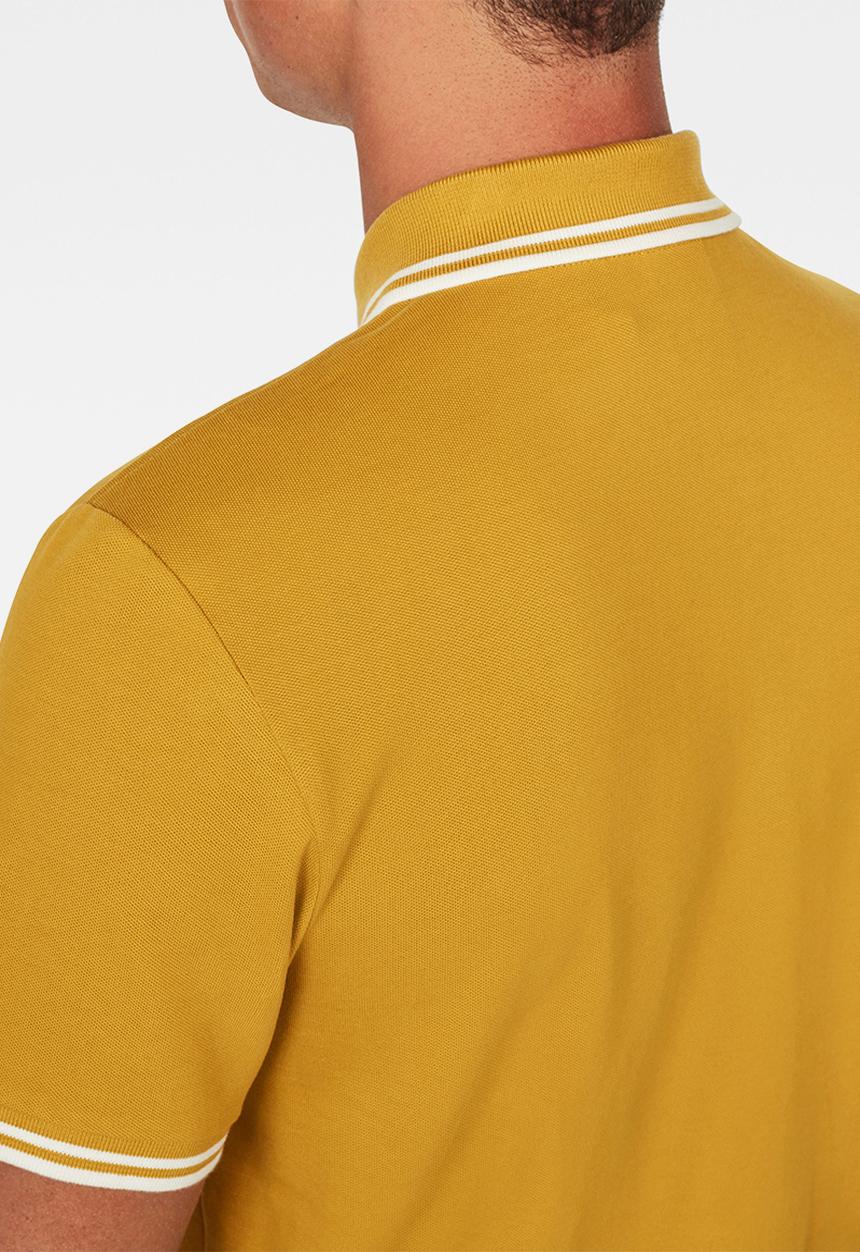 G-STAR - Dunda slim stripe short sleeve polo - yellow sulphur