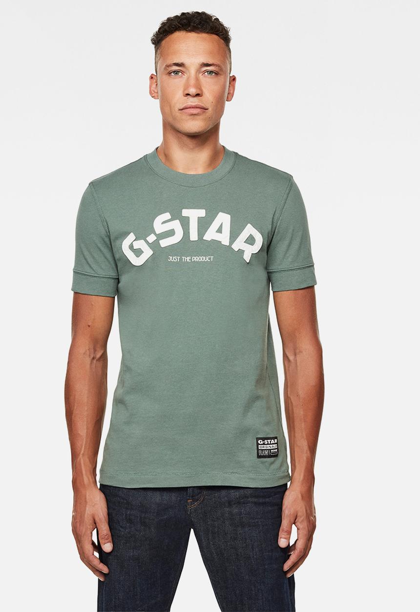 G-STAR - Felt applique logo slim r short sleeve tee - green