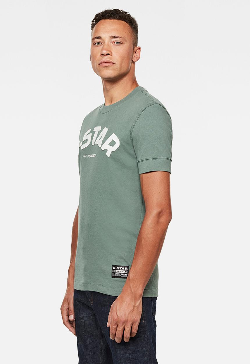 G-STAR - Felt applique logo slim r short sleeve tee - green