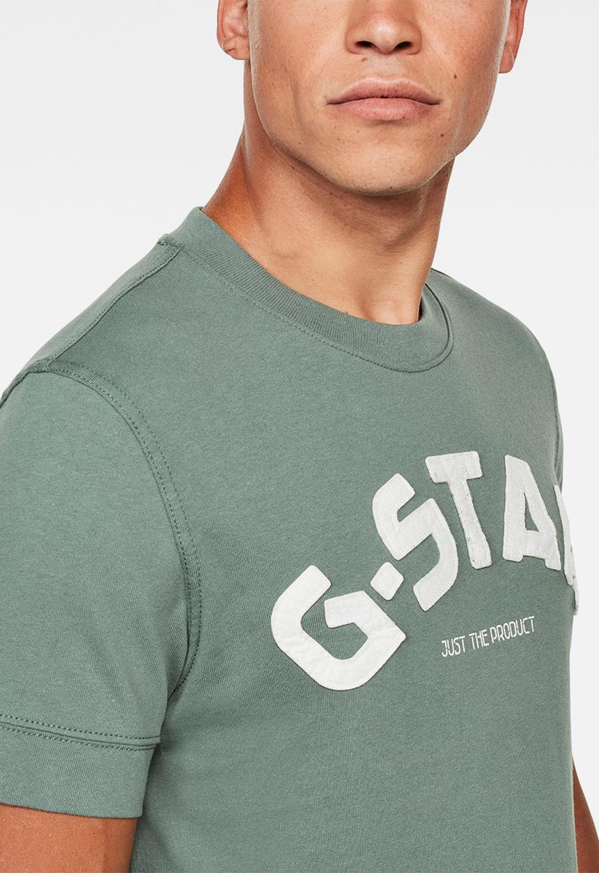 G-STAR - Felt applique logo slim r short sleeve tee - green