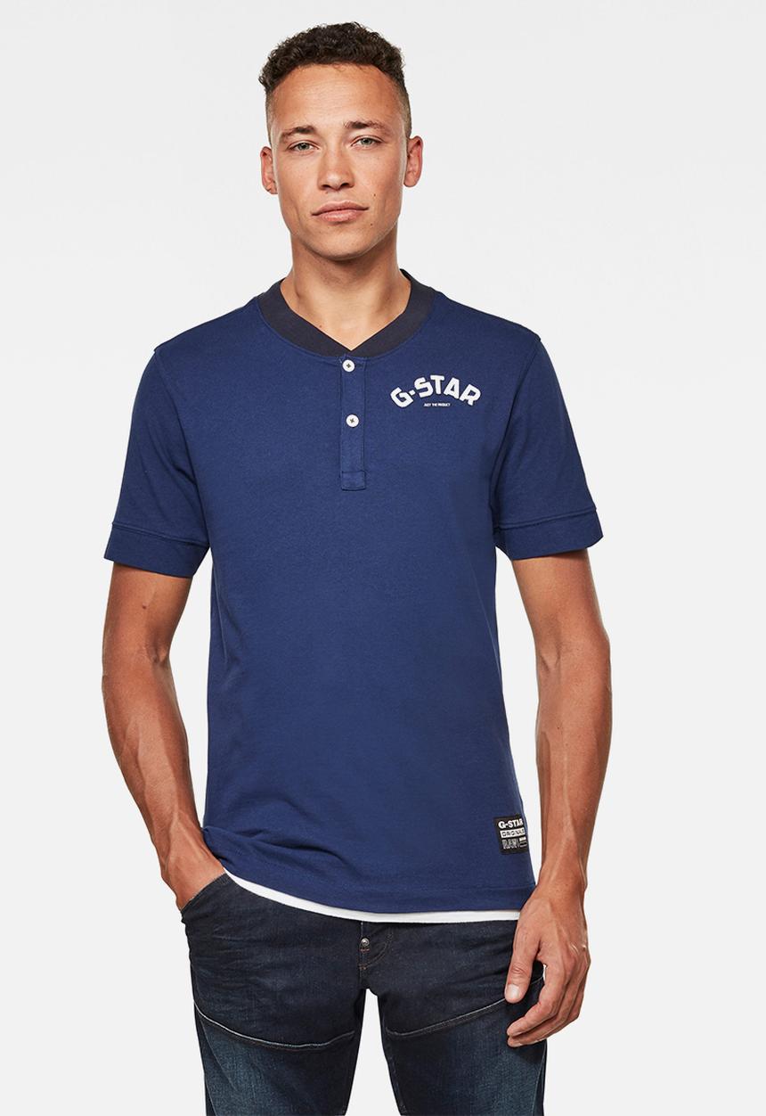 G-STAR - Felt applique slim r short sleeve tee - blue