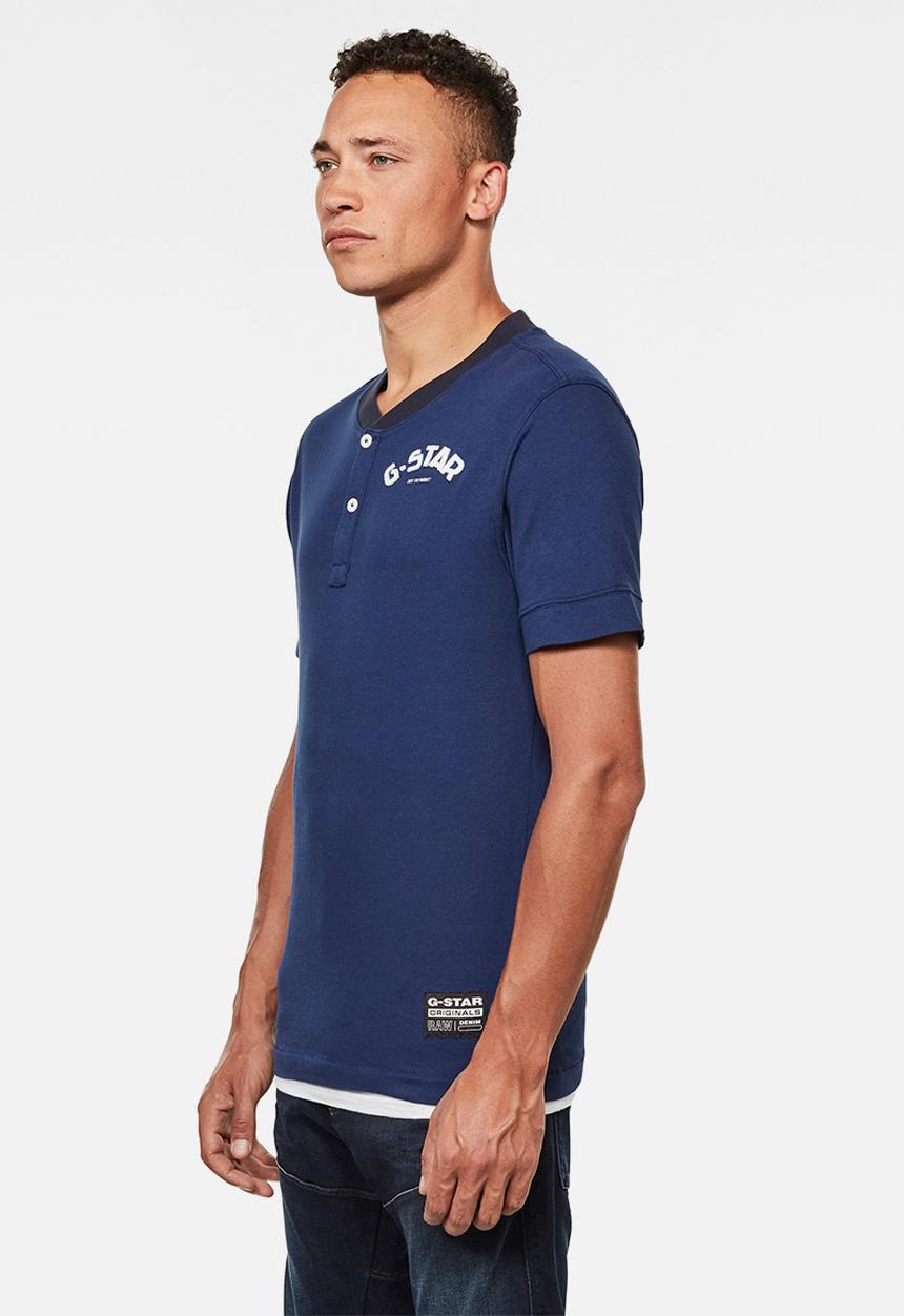 G-STAR - Felt applique slim r short sleeve tee - blue