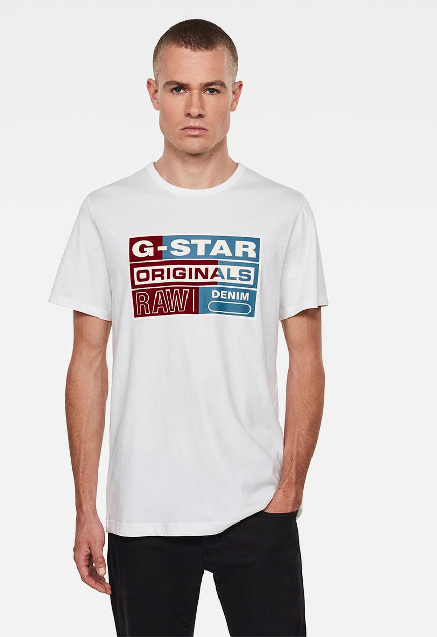 G-STAR - Originals flock logo r short sleeve tee - white