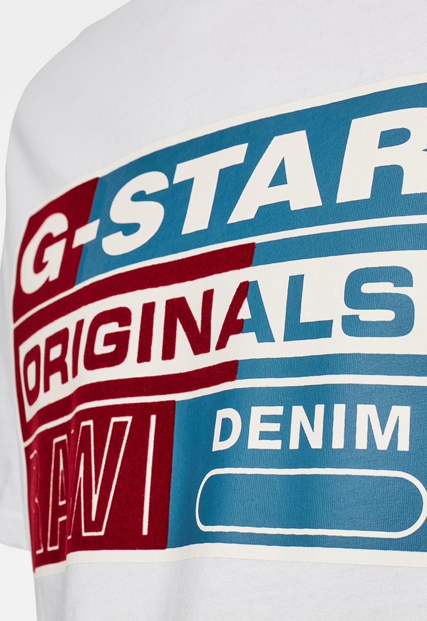 G-STAR - Originals flock logo r short sleeve tee - white