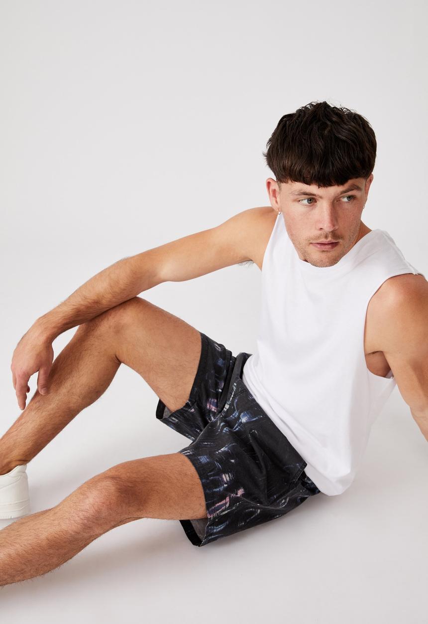 Cotton On - Kahuna short - black / multi sonar
