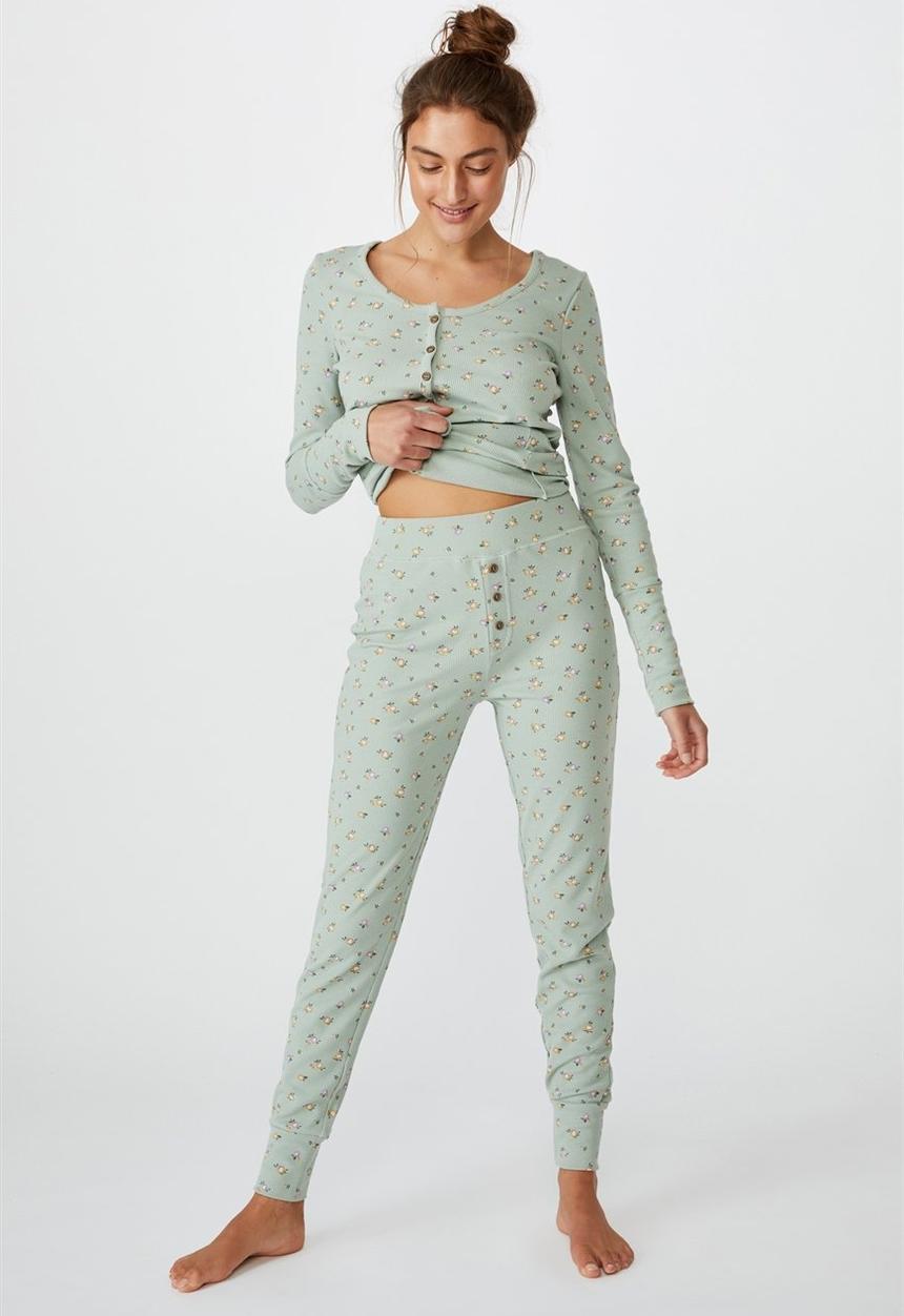 Cotton On - Waffle long john - washed aloe