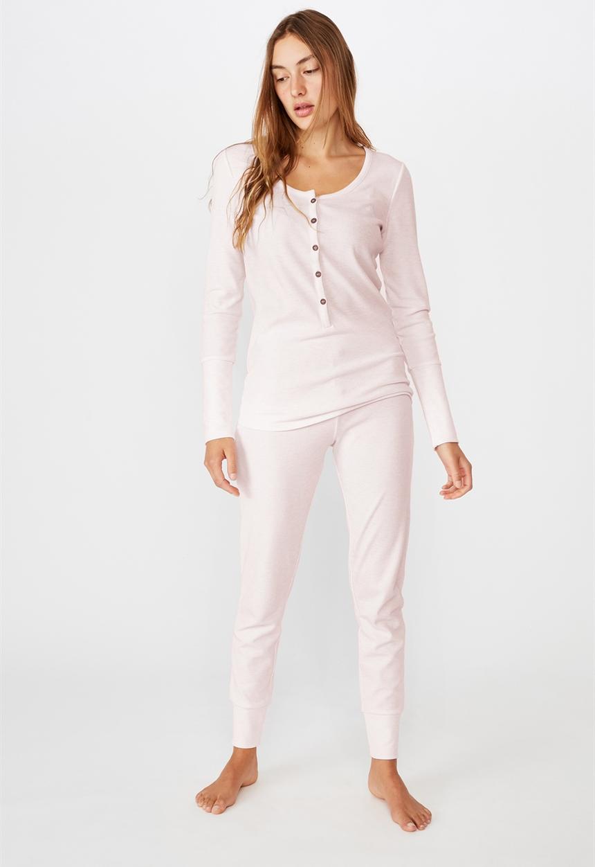 Cotton On - Waffle long john - crystal pink marle