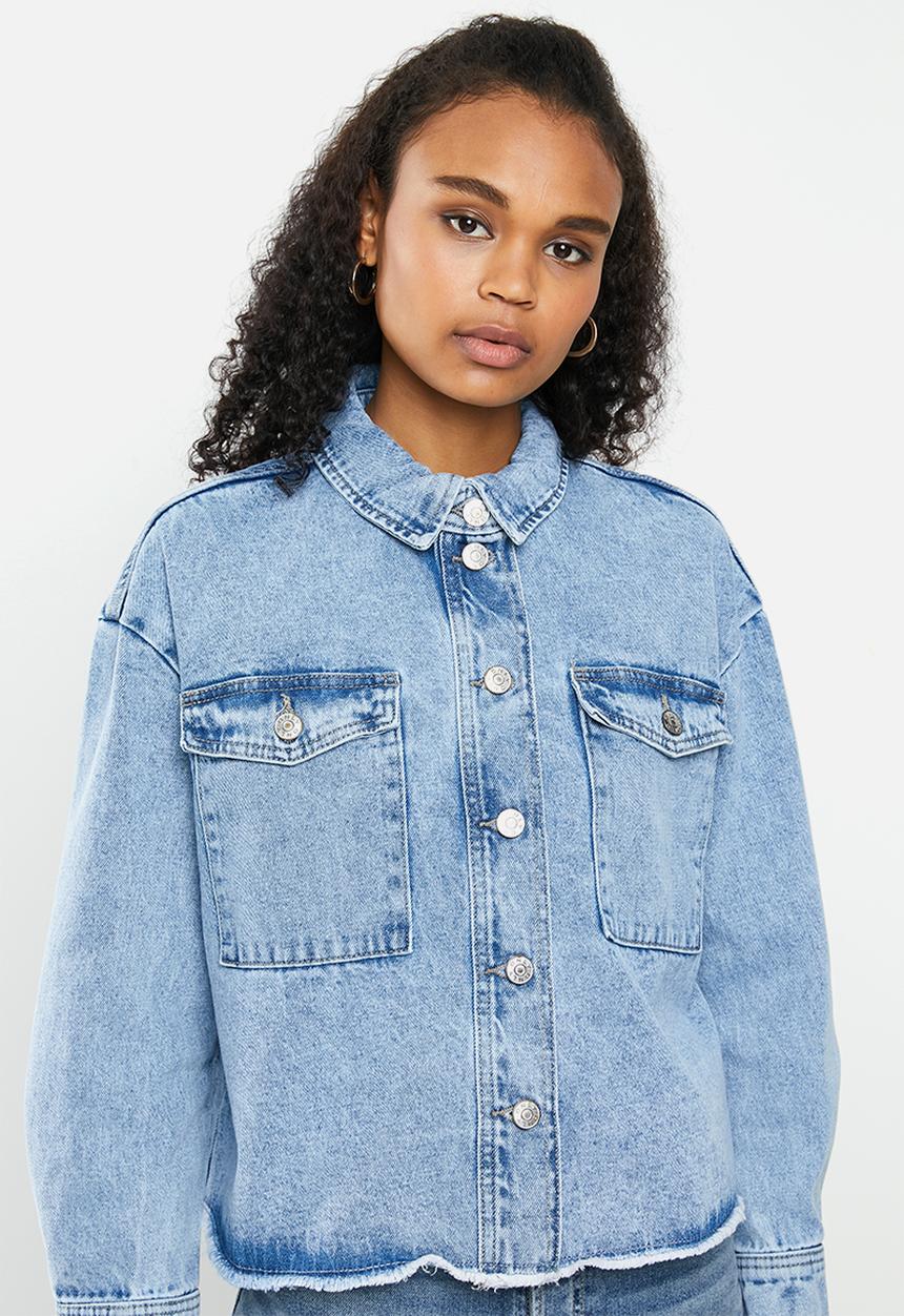 ONLY - Marina crop denim jacket - blue