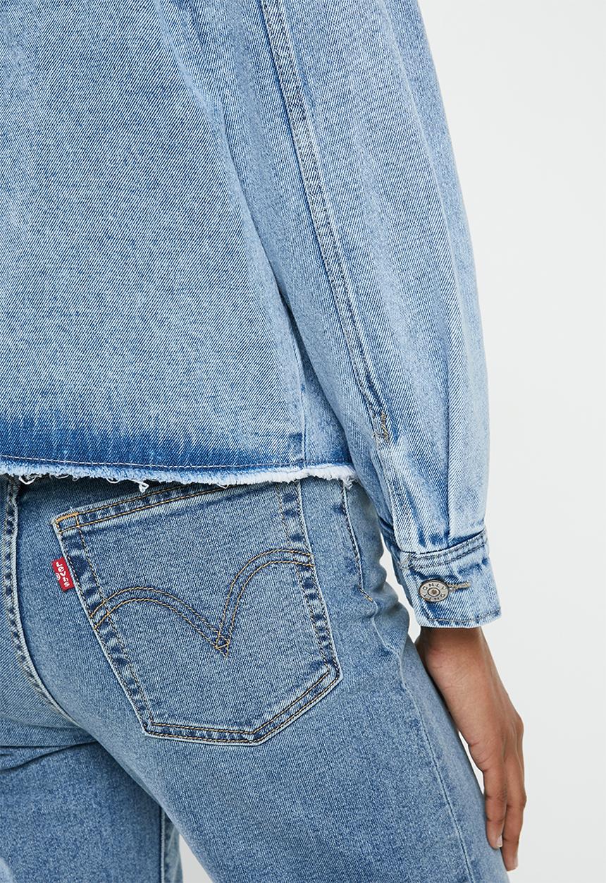 ONLY - Marina crop denim jacket - blue