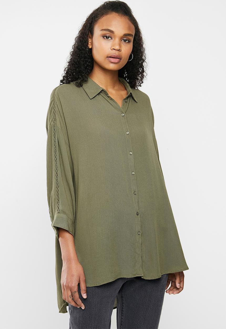 ONLY - Alexandra life 3/4 shirt wvn - khaki 