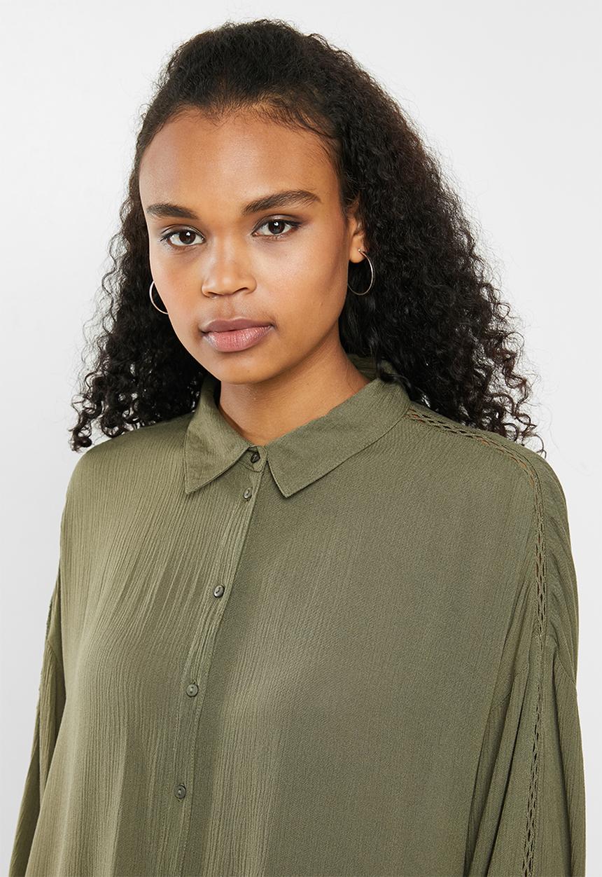 ONLY - Alexandra life 3/4 shirt wvn - khaki 