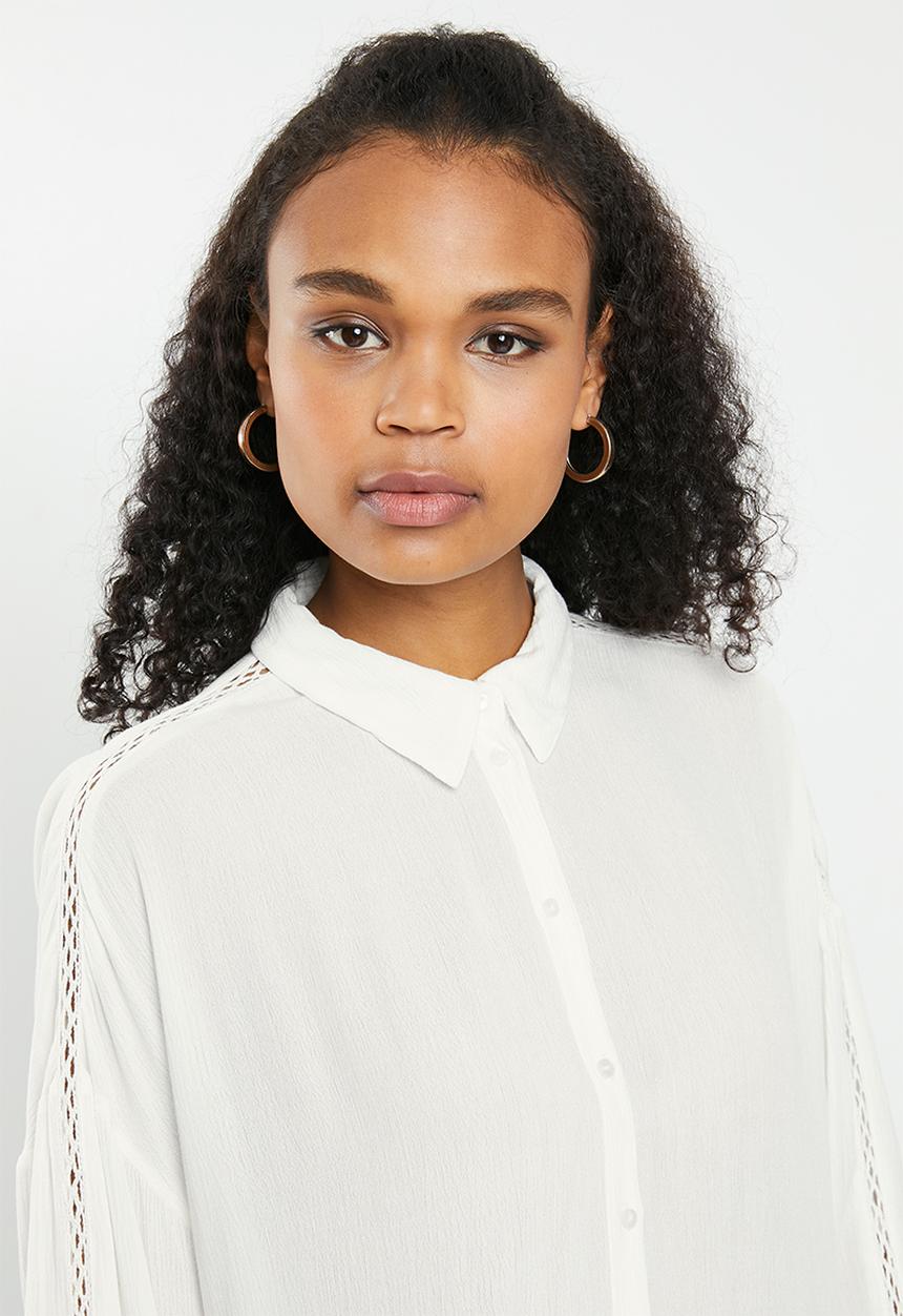 ONLY - Alexandra life 3/4 shirt wvn - neutral 