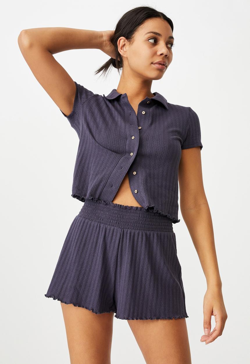 Cotton On - Knit pointelle bed short - phantom