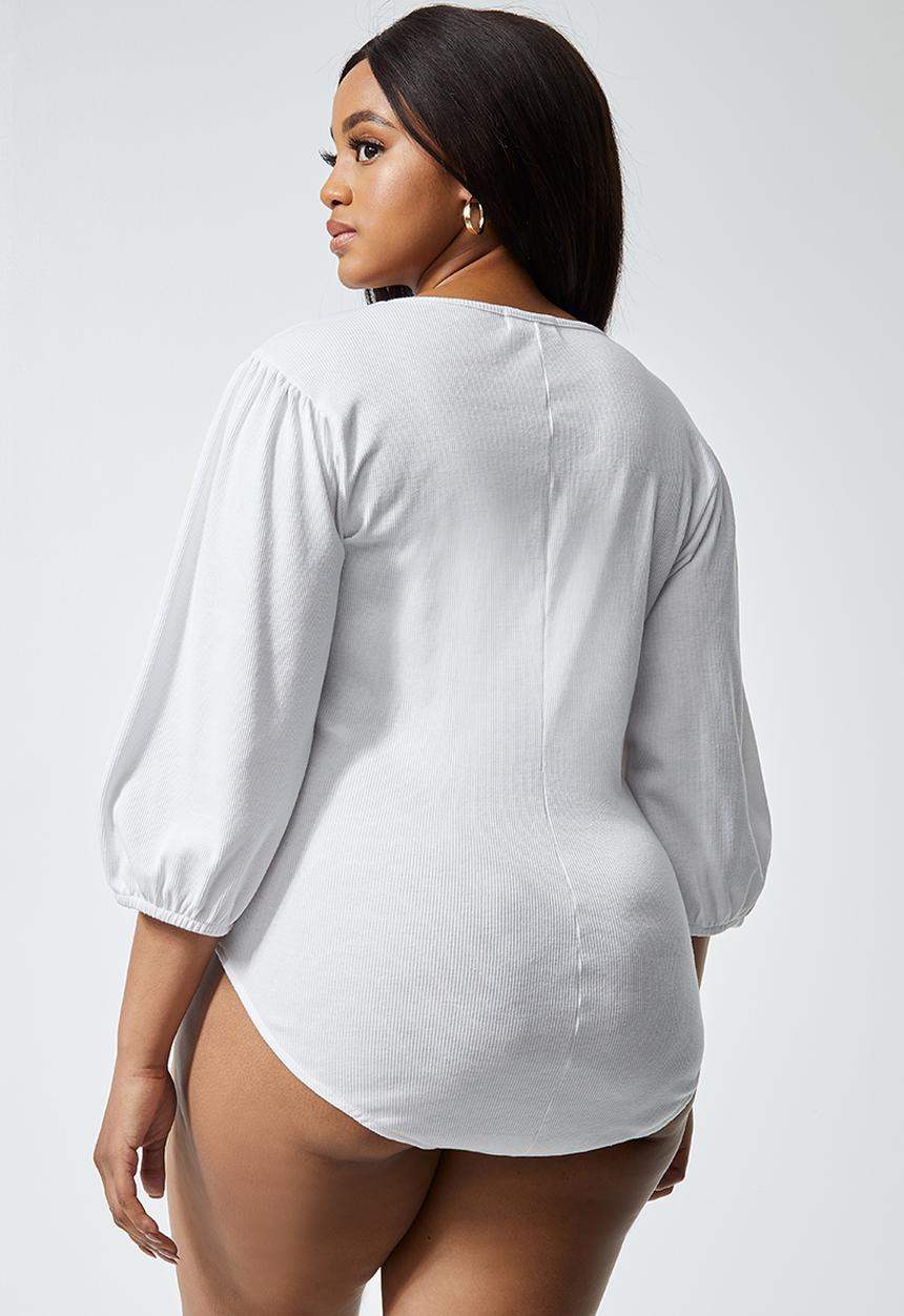 Superbalist - Rib puff sleeve bodysuit - white