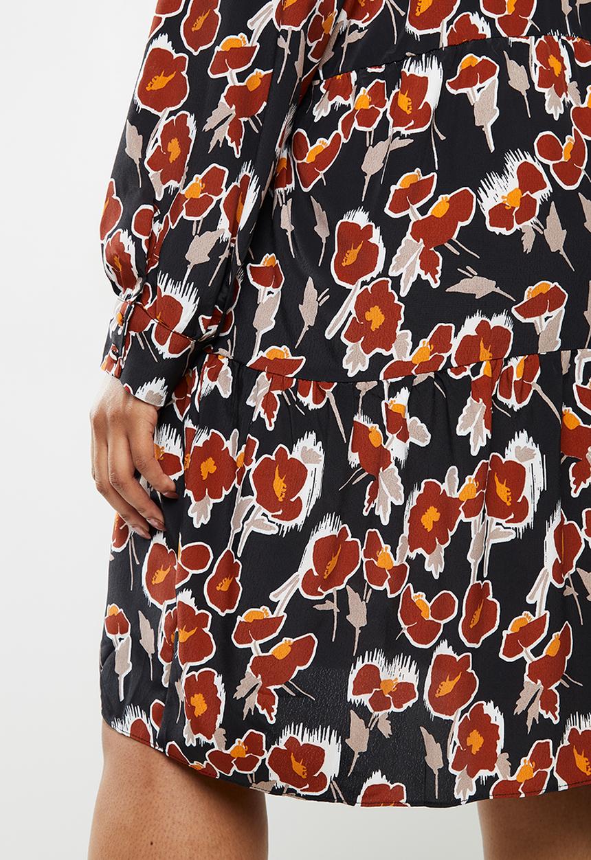 Glamorous - Plus floral tunic - black & rust