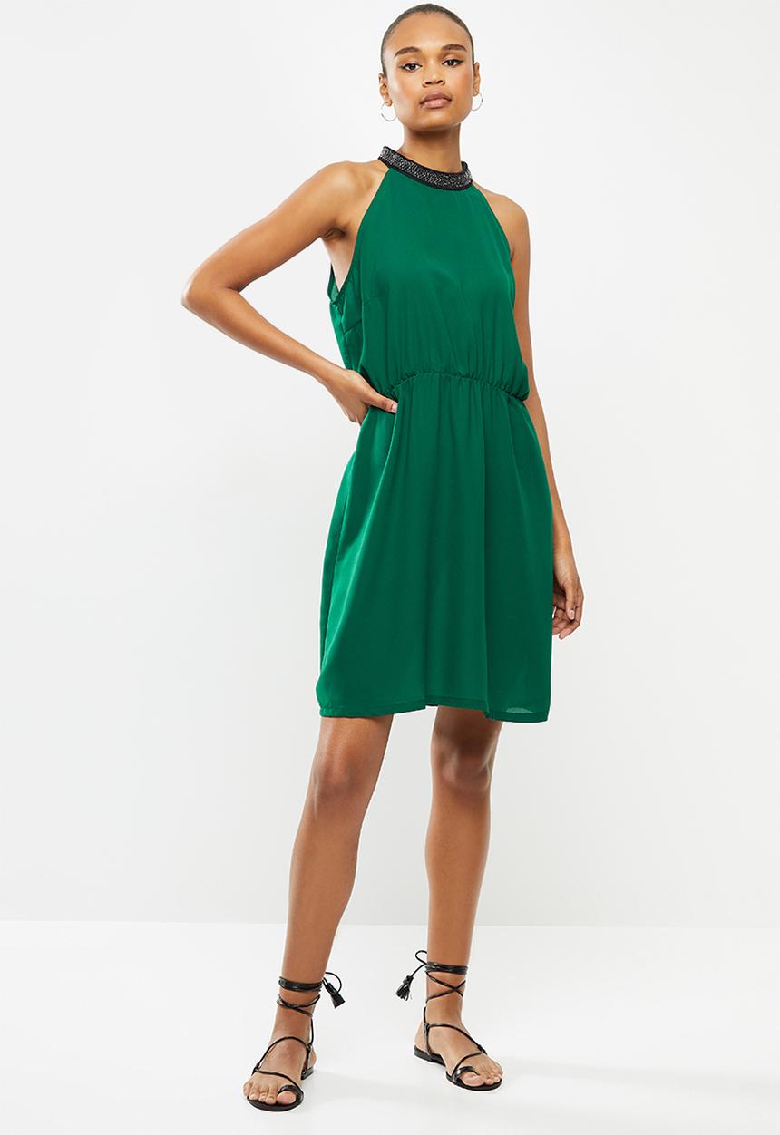 Jacqueline de Yong - Onyx sleeveless high neck dress - green