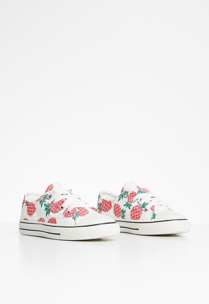 Pop Candy - Girls pineapple print sneaker - white & red 