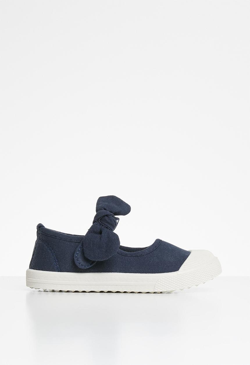 Pop Candy - Girls bow slip on shoe - navy