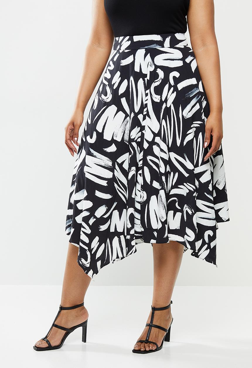 Glamorous - Paint stroke midi skirt - black & white