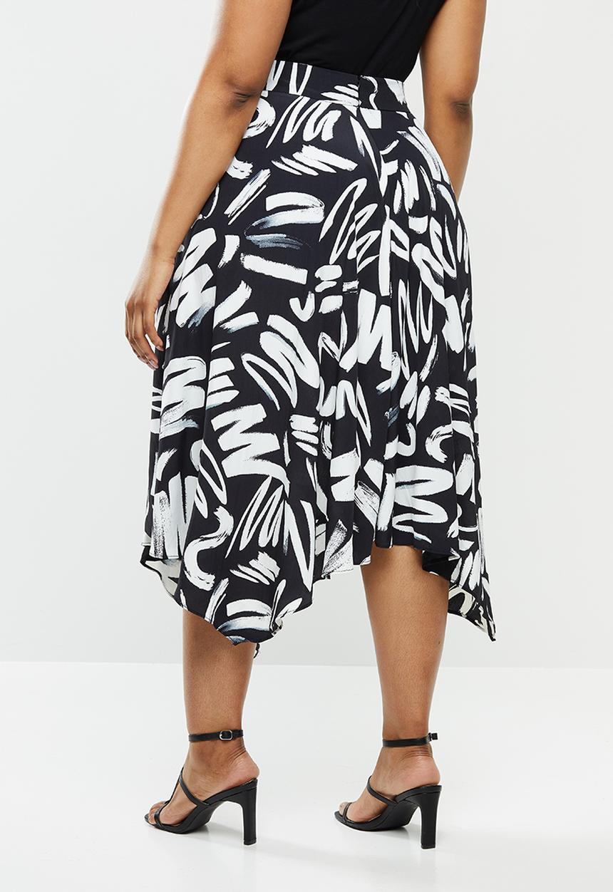 Glamorous - Paint stroke midi skirt - black & white