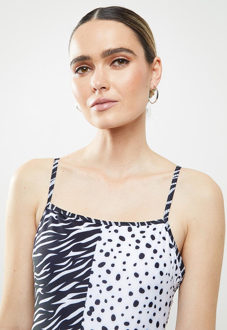 Brave Soul - Back out swimsuit - black & white