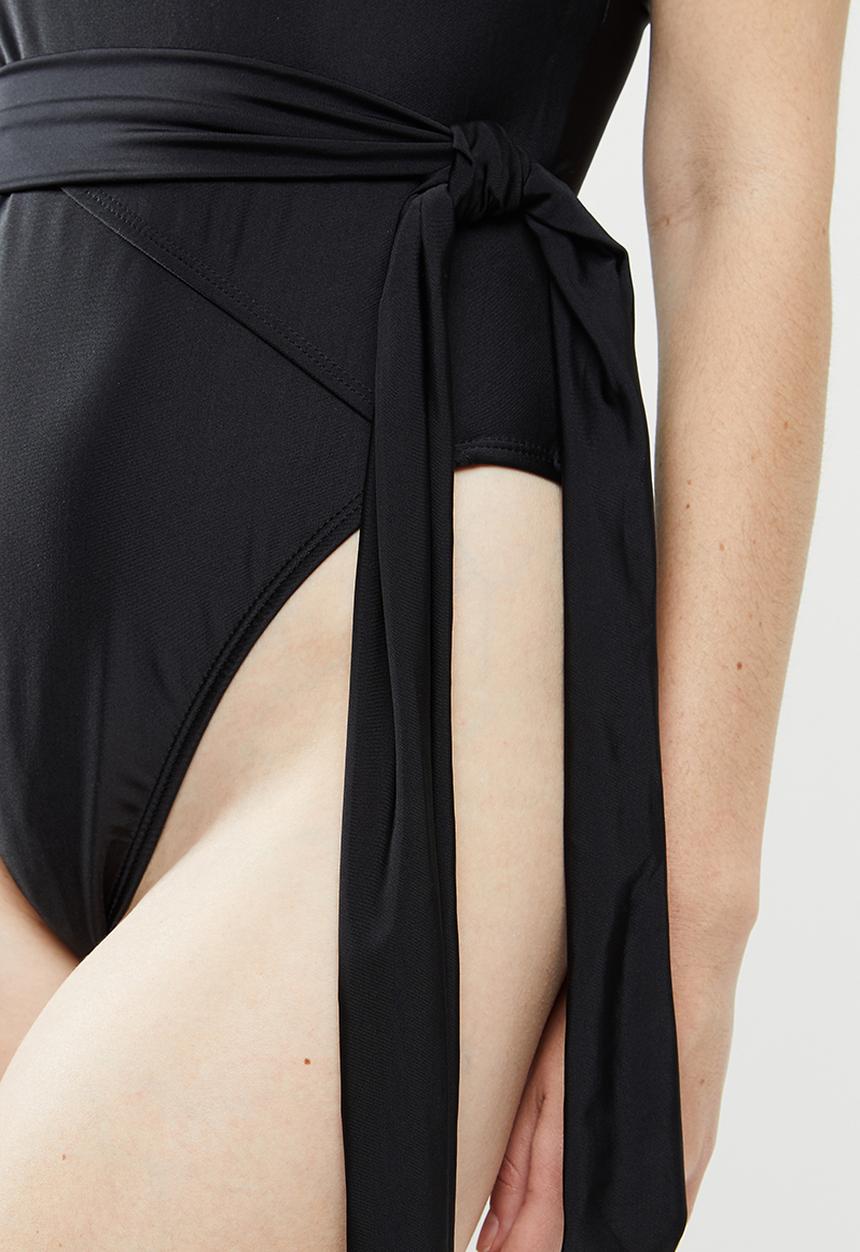 Brave Soul - Cut and sew one shoulder swimsuit - black
