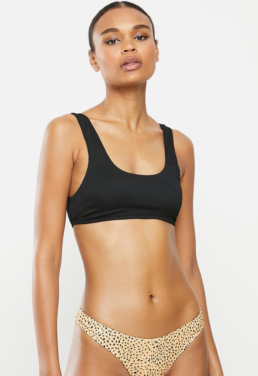 Missguided - Rib sport crop bikini top mix and match - black