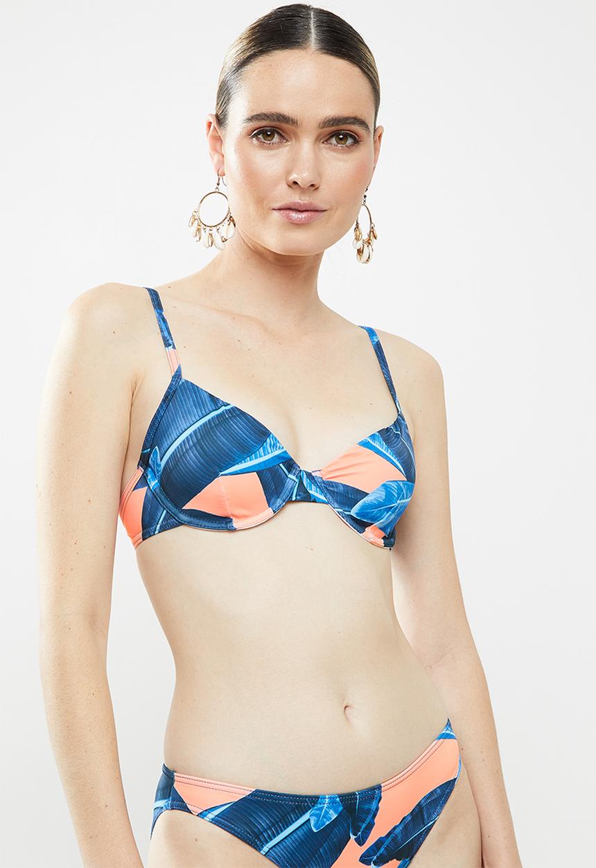 Sun Love - Underwire soft cup bra c-cup - blue & peach 